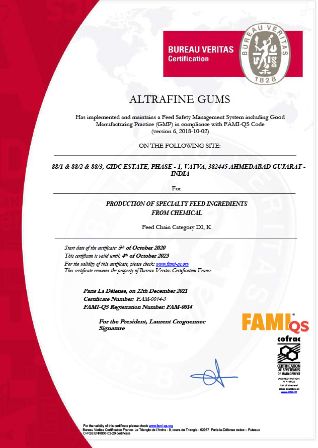 FAMI QS Certificate