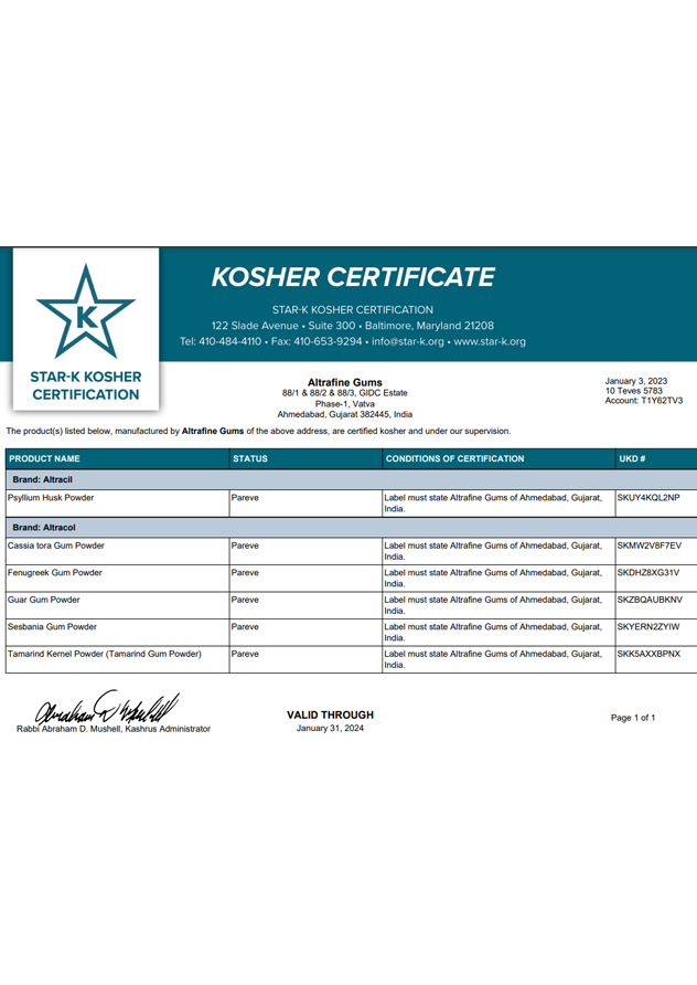Kosher Certificate