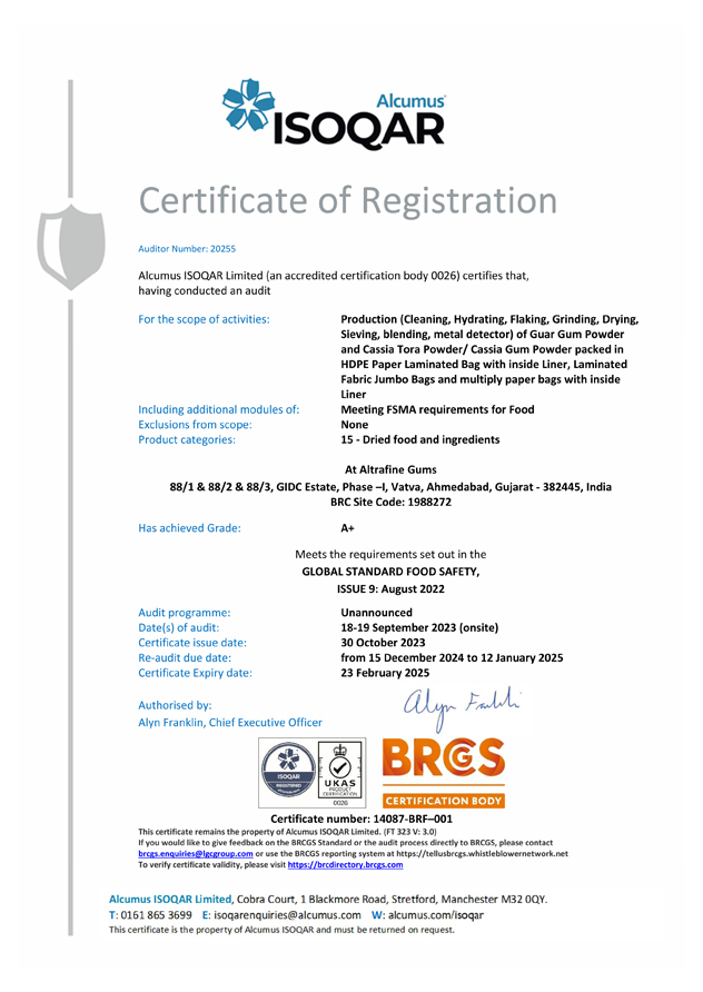 BRC Certificate