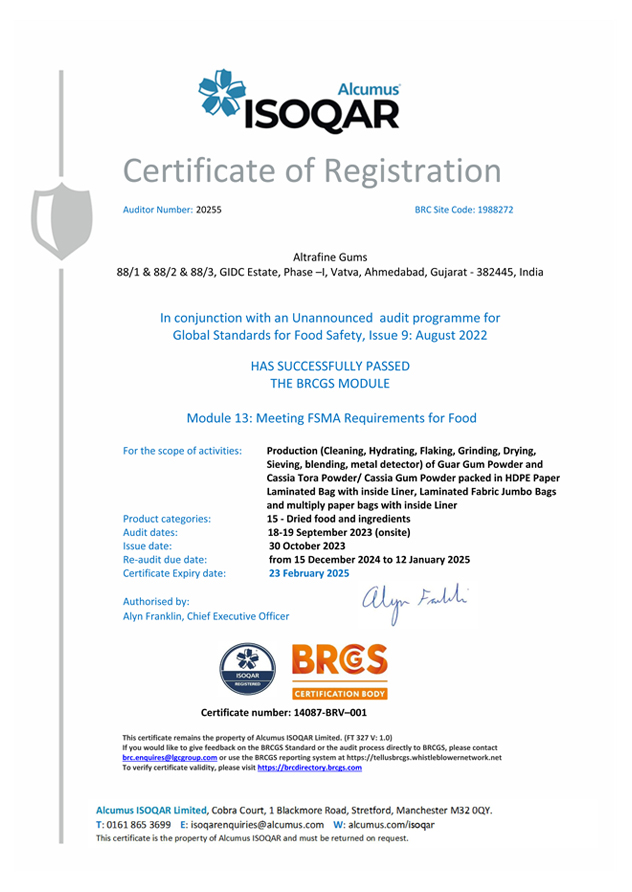 FSMA Food Certificate