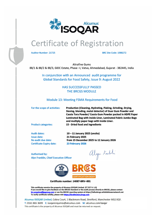 FSMA Food Certificate