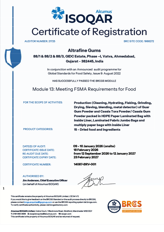 FSMA Food Certificate