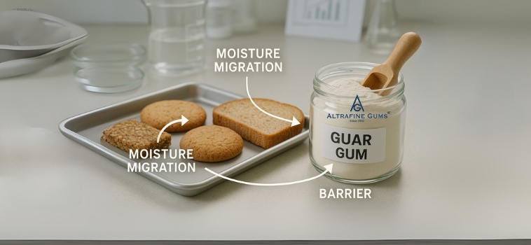 How Guar Gum Powder Controls Moisture Migration in Processed Foods?