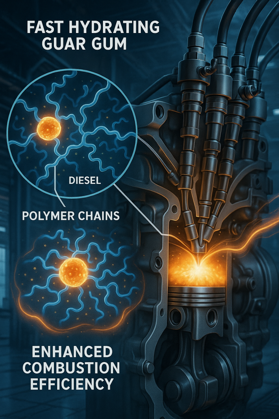 Fast Hydrating Guar Gum Interact with Diesel Fuel to Enhance Performance