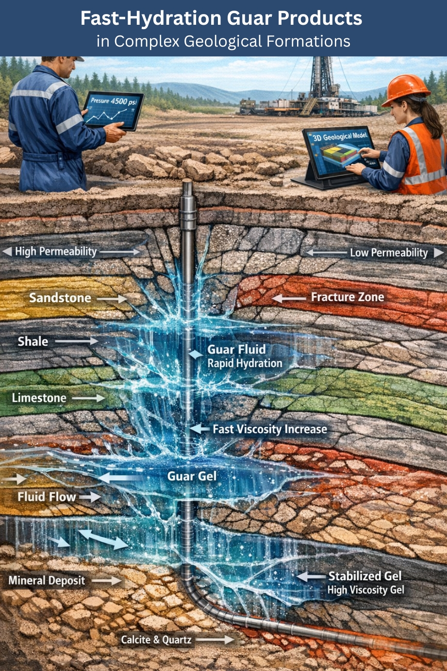 Fast Hydration Guar Gum Product Role in Complex Geological Formations